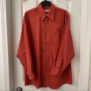Van Heusen Wrinkle Free Button Down Shirt: Rust - Large 16.5 32/33